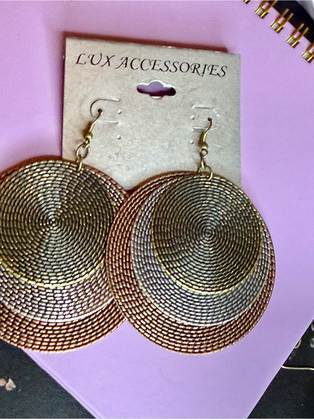 Two-Tone Metallic Circular Drop Earrings - Gold & Copper
